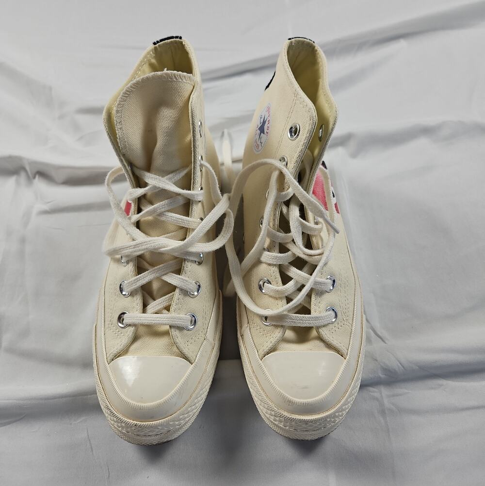 Unisex M4 W6 Chuck 70 High Milk White CDG Heart Sneakers by Converse